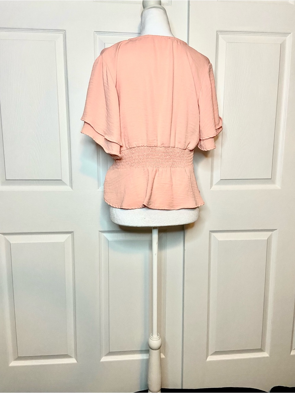 V-Neck Button Front Ruffle Blouse - Picture 2 of 5